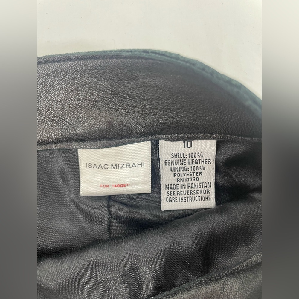 Isaac Mizrahi for Target Genuine Leather Skirt 10 Black Pencil Knee Length - Picture 7 of 10